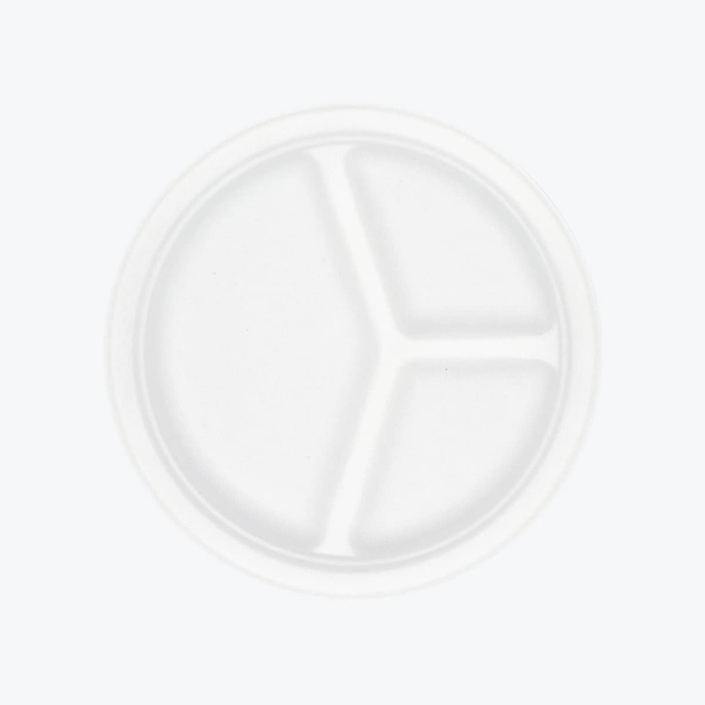 P007 Plaque biodégradable à 3 compartiments de 10 pouces